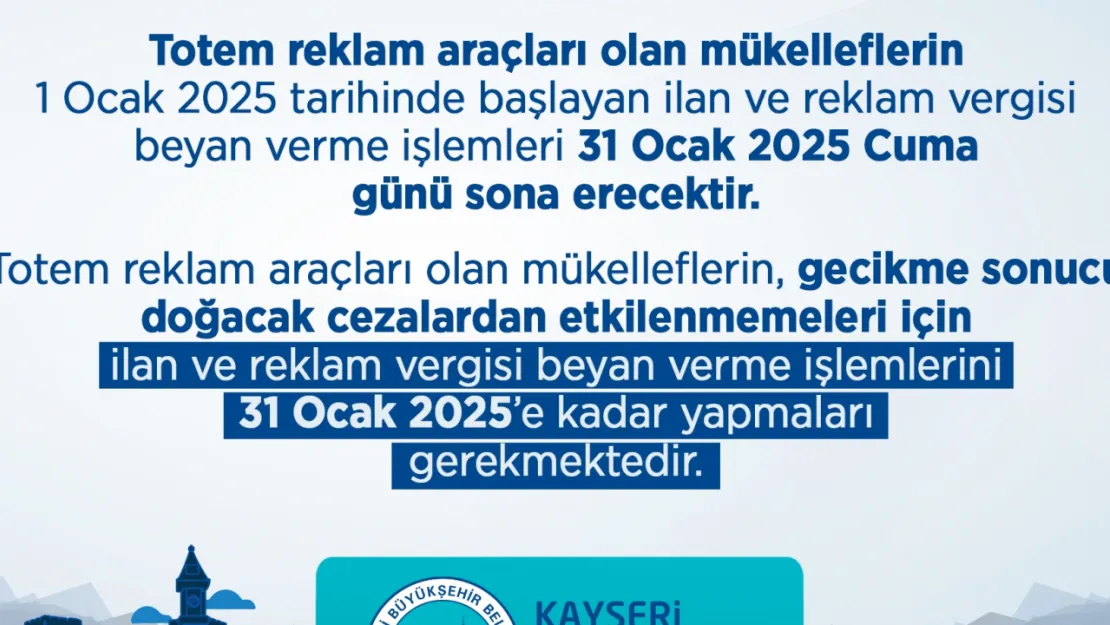 İlan ve Reklam Vergisi Beyan Verme İşlemleri İçin Son Gün 31 Ocak