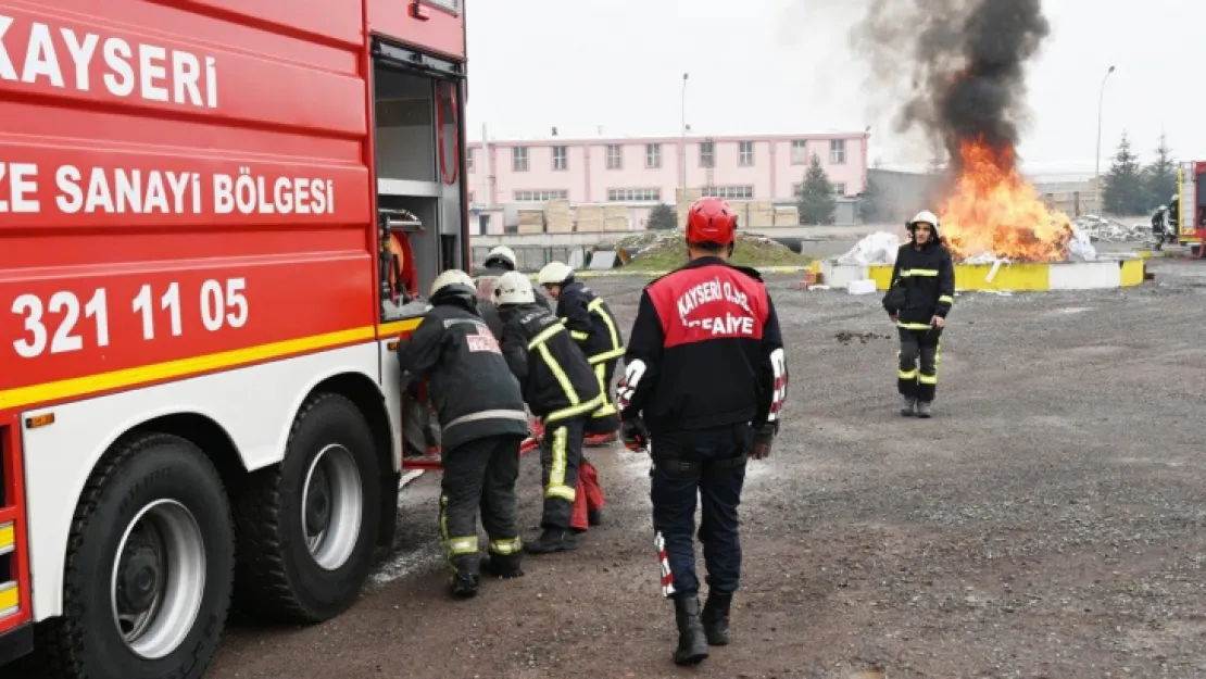 Kayseri ve Gaziantep OSB İtfaiyelerinden ortak tatbikat