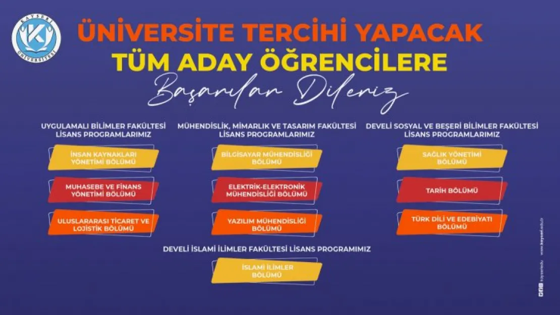 Kayseri Üniversitesi tercih döneminde yeni öğrencilerini bekliyor