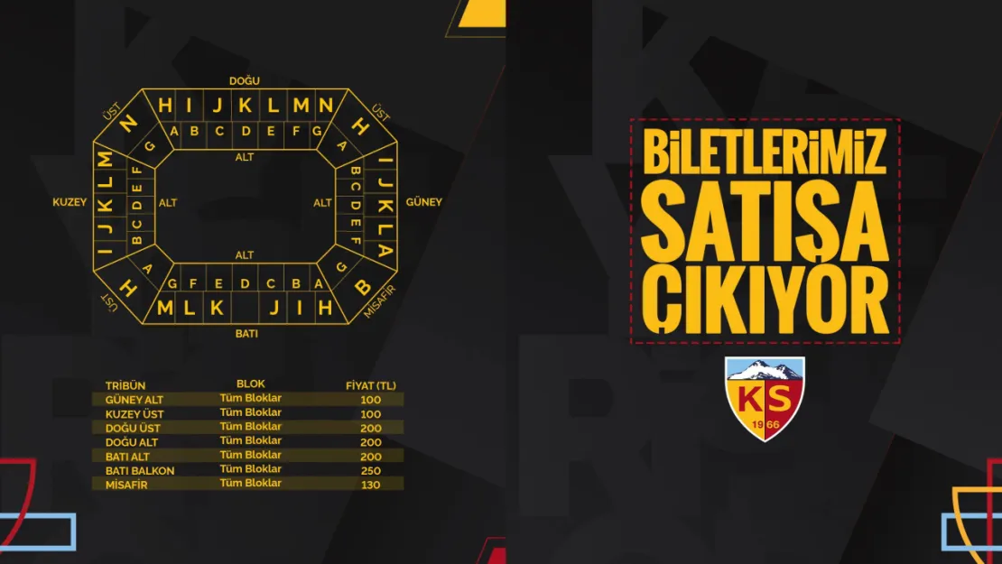 Kayserispor - Konyaspor maç biletleri satışa çıktı