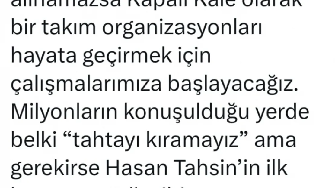 Kayserispor taraftar grubu Kapalıkale'den 'Hasan Tahsin' çıkışı