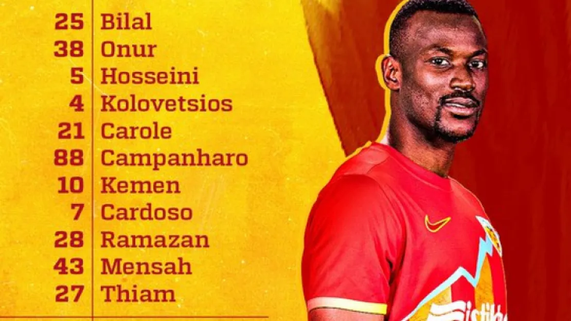 Kayserispor'un Kasımpaşa karşısında ilk 11'i açıklandı