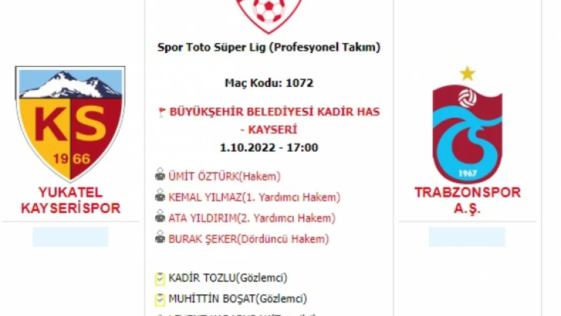 MAÇA DOĞRU... Kayserispor Trabzonspor rekabetinde son durum