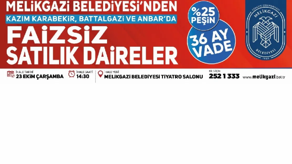 Melikgazi 30 daire satıyor