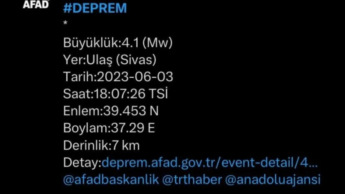 Sivas'ta korkutan deprem