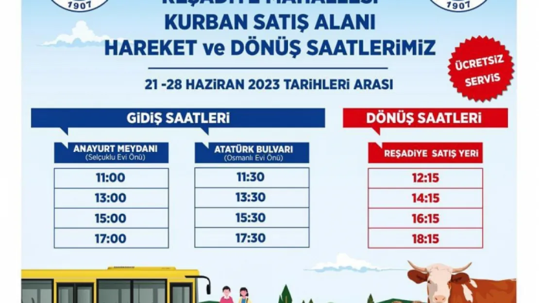 Talas Belediyesi'nden kurban satış alanına ücretsiz servis