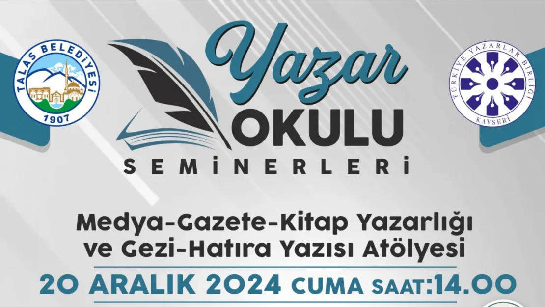 Talas'ın Yazar Okulu Seminerlerinde bu hafta Osman Gerçek konuk olacak