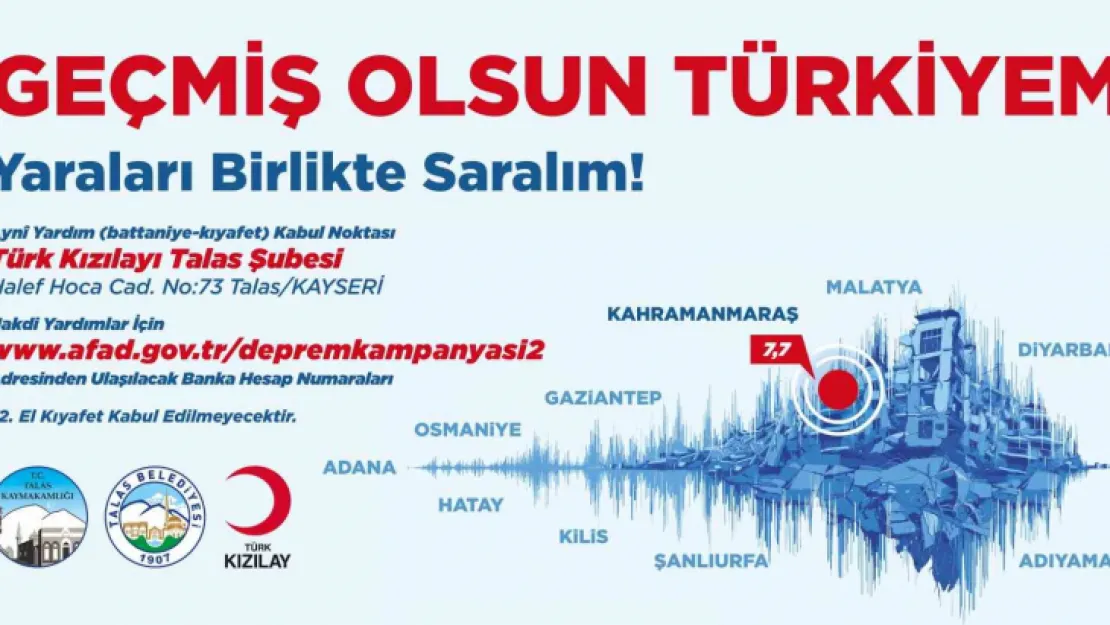 Talas'tan 'yaraları birlikte sarıyoruz' yardım kampanyası