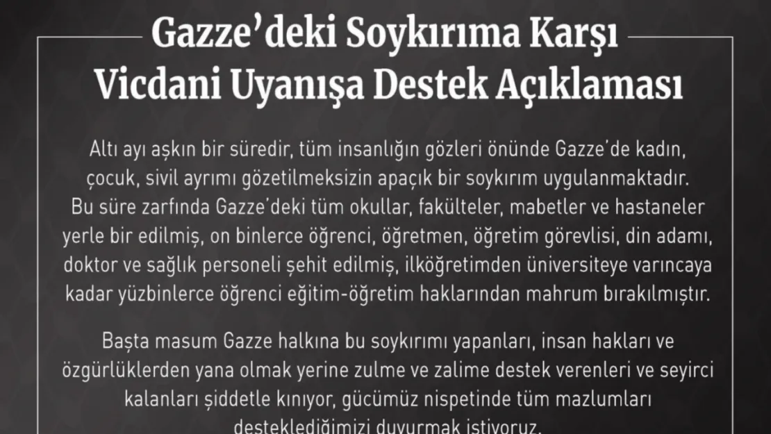 Türkiye Hadisçiler Platformu'nda Gazze eylemlerine destek