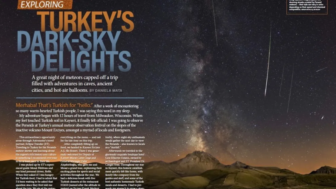 Astronomiy Magazine, Erciyes Dağı'nı yazdı