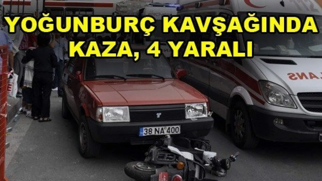 Yoğunburç kavşağında kaza, 4 yaralı