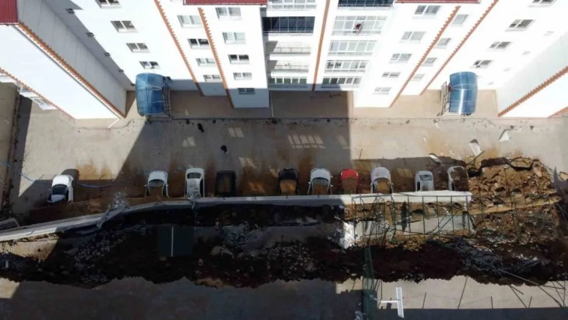 Yozgat'ta çöken istinat duvarının oluşturduğu hasar dron ile görüntülendi