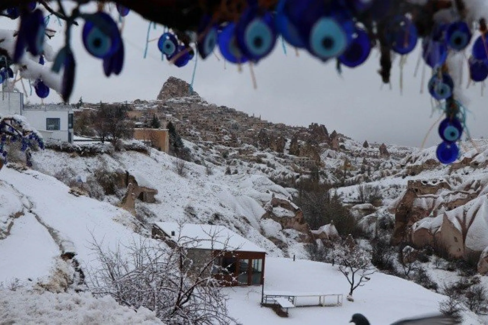 Kapadokya'da Kar Kartpostallık Görüntüler Ortaya Çıkardı