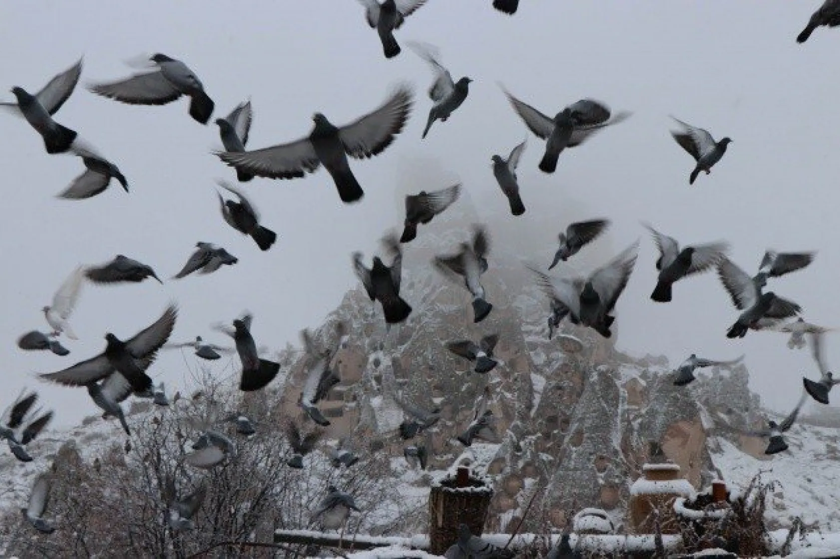 Kapadokya'da Kar Kartpostallık Görüntüler Ortaya Çıkardı