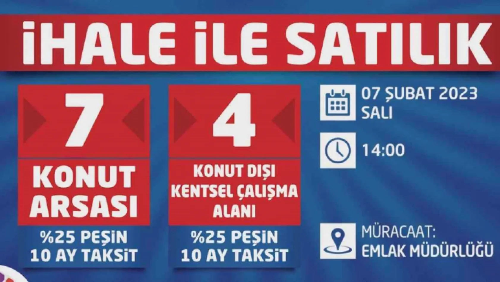 Kocasinan'dan yüzde 25 peşin, 10 ay taksitli gayrımenkul satışı