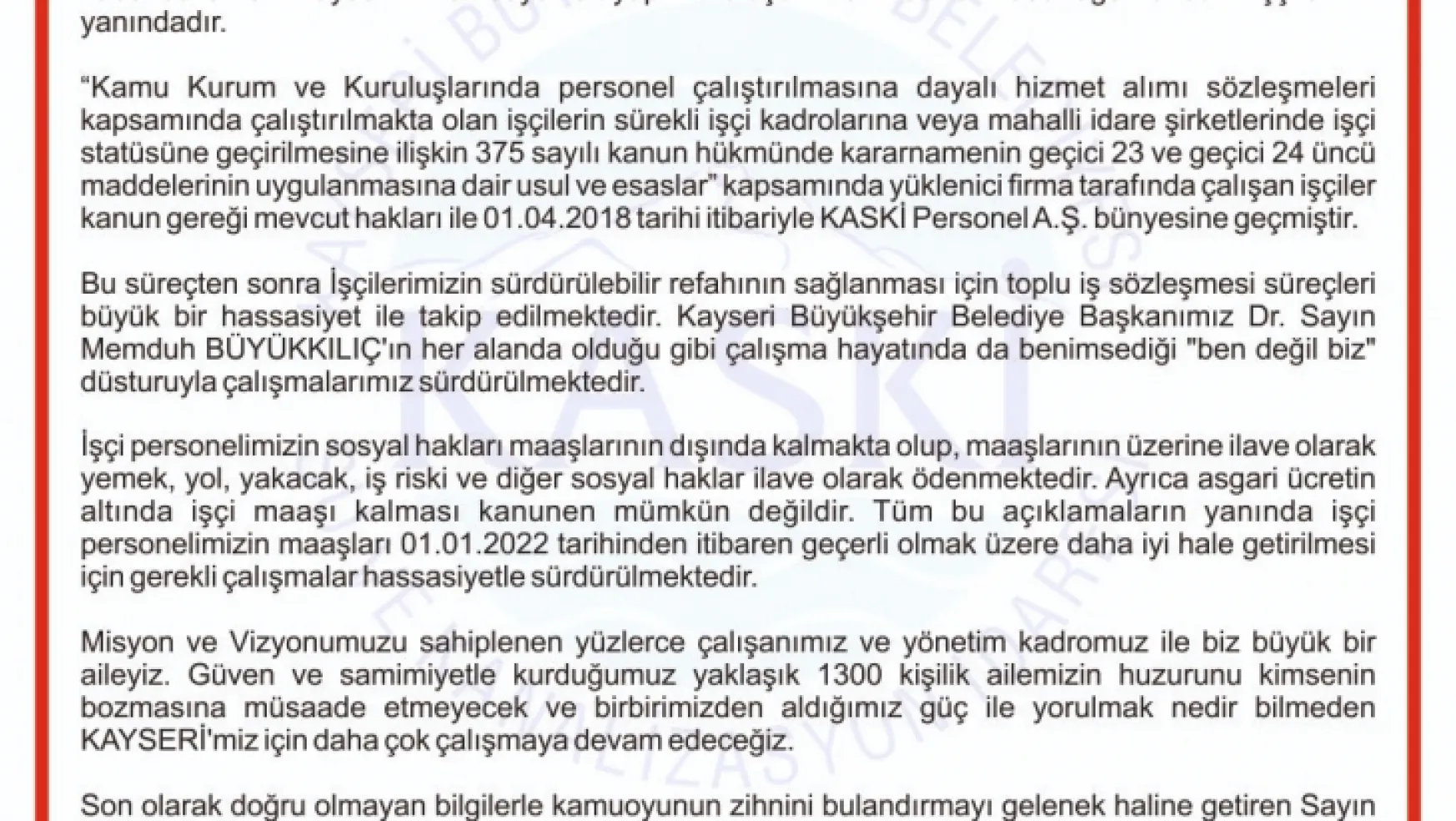 KASKİ'den CHP'li Çetin Arık'a yanıt