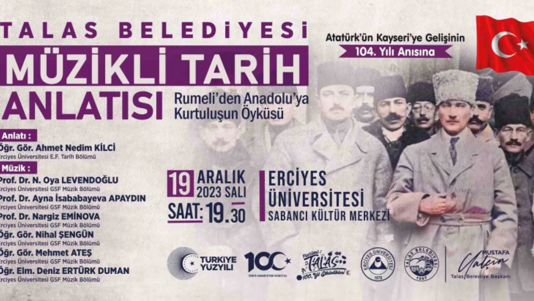 Talas'ta Atatürk'ün Kayseri'ye gelişi için özel program