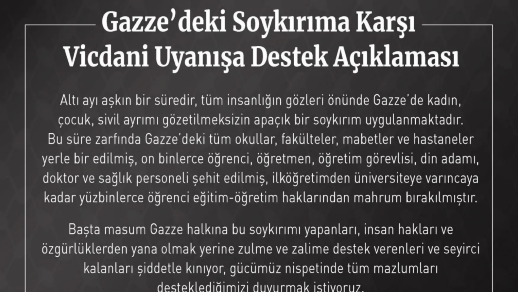 Türkiye Hadisçiler Platformu'nda Gazze eylemlerine destek