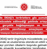 DMM, 'DEAŞ'lı teröristlere göz yumulduğu ve yeterli mücadele edilmediği iddiaları dezenformasyon kampanyasının ürünüdür'