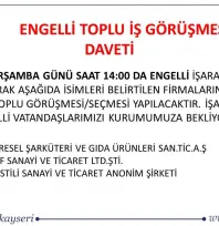 Engelli vatandaşlar için toplu iş görüşmesi gerçekleşecek