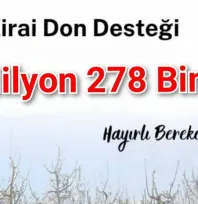 Kayseri'de 9 milyon 278 bin TL zirai don desteği hesaplara yatırıldı