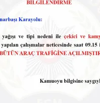 Kayseri-Pınarbaşı karayolu tüm araçlar için trafiğe açıldı