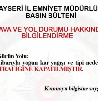 Pınarbaşı-Gürün yolu araç trafiğine kapandı