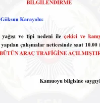 Pınarbaşı-Göksun karayolu tüm araçlar için trafiğe açıldı