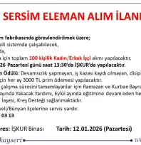 Serbest Bölge SERSİM fabrikasına 100 kişilik işçi alınacak