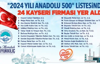 24 Kayseri Firması, Anadolu'nun En Büyük 500 Şirketi Listesine Girdi