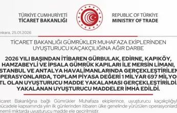 25 günde piyasa değeri 1 milyar 697 milyon liralık uyuşturucu madde yakalandı