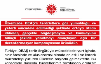 DMM, 'DEAŞ'lı teröristlere göz yumulduğu ve yeterli mücadele edilmediği iddiaları dezenformasyon kampanyasının ürünüdür'
