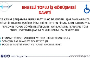 Engelli vatandaşlar için toplu iş görüşmesi gerçekleşecek