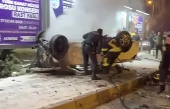 Kaşıkla Kavşğı'nda Dehşet: Araç Motoru Yola Fırladı, Otomobil Alev Aldı