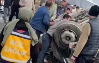 Kayseri'de sürücüsünün kontrolünü kaybettiği tır devrildi 1 ölü