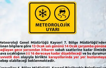 Kayseri'ye buzlanma ve don uyarısı: Ekipler görev başında