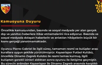 Kayserispor'dan Pierre-Gabriel açıklaması: 'Yasal haklarımızı sonuna kadar kullanacağız'