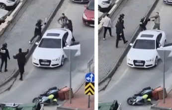 Trafikte tartışma sonrası otomobil sürücüsü ile motokurye kavga etti