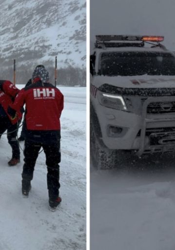 Kayseri'de karlı yolda mahsur kalan vatandaşlara İHH Yetişti