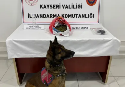 Jandarma ekipleri Develi'de 1,4 kilogram kubar esrar ele geçirdi