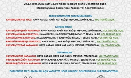 Kayseri'de yollar trafiğe açık