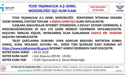 TCDD taşımalık için işçi alımı gerçekleştirilecek