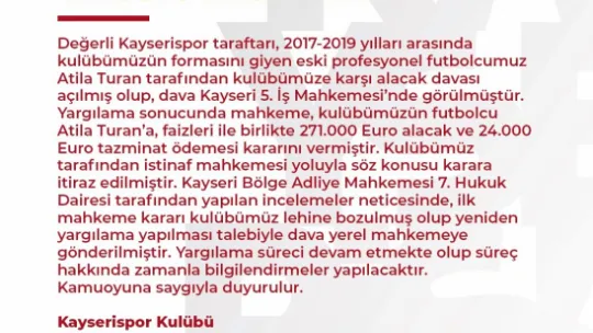 Atila Turan davası istinaftan döndü