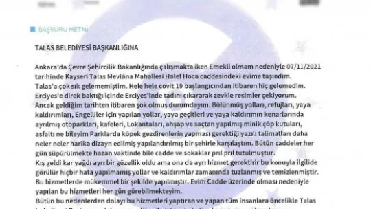 Başkan Yalçın, Talas'ı örnek gösteren vatandaşla buluştu
