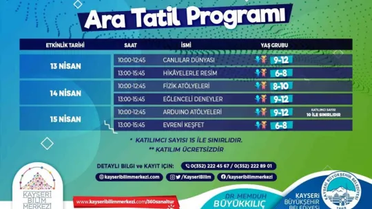 Bilim Merkezi'nden ara tatil etkinlikleri