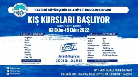 Büyükşehir Konservatuarı Kış Kursları için kayıtlar başlıyor