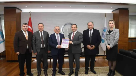 ERÜ Rektörü Çalış, Başkan Büyükkılıç'ı ziyaret edip, fuara davet etti