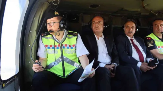 Helikopterli trafik denetimde 539 araç kontrol edildi