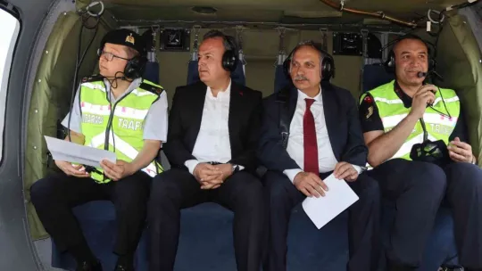 Helikopterli trafik denetimde 539 araç kontrol edildi