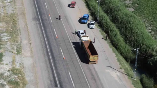 Helikopterli trafik denetimde 539 araç kontrol edildi